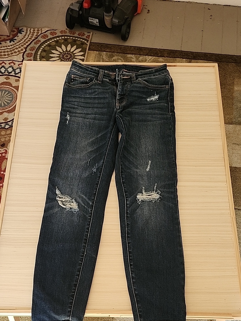 Judy Blue Dark Blue Distressed Skinny Jeans